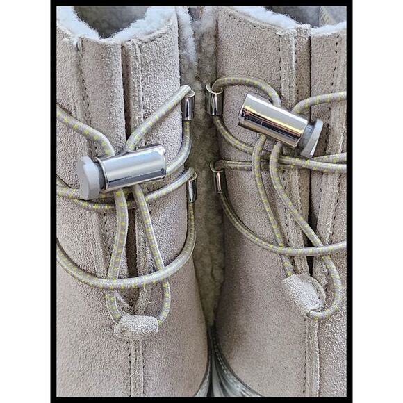 Cole Haan Grand.OS Waterproof Suede Hiking Boots Faux Fur Shearling Dove Gray 6 - Picture 6 of 13